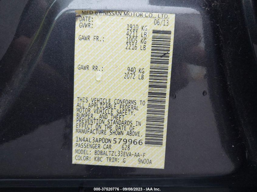 2013 NISSAN ALTIMA 2.5 SV - 1N4AL3AP0DN579966