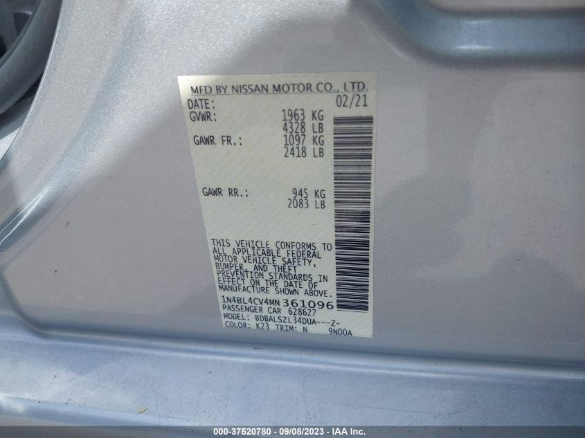 2021 NISSAN ALTIMA 2.5 SR - 1N4BL4CV4MN361096