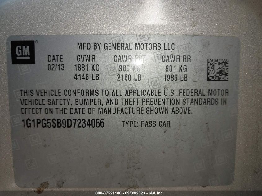 2013 CHEVROLET CRUZE LTZ - 1G1PG5SB9D7234066