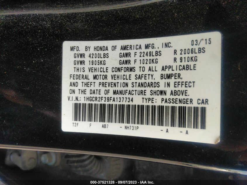 2015 HONDA ACCORD SEDAN LX - 1HGCR2F39FA137734