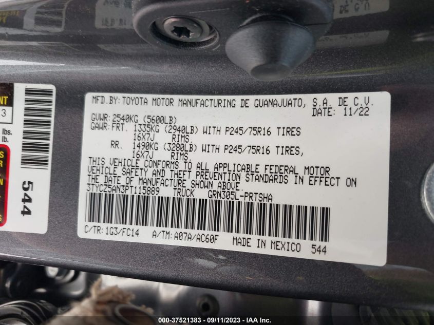 2023 TOYOTA TACOMA 4WD SR/SR5/TRD SPORT - 3TYCZ5AN3PT115889