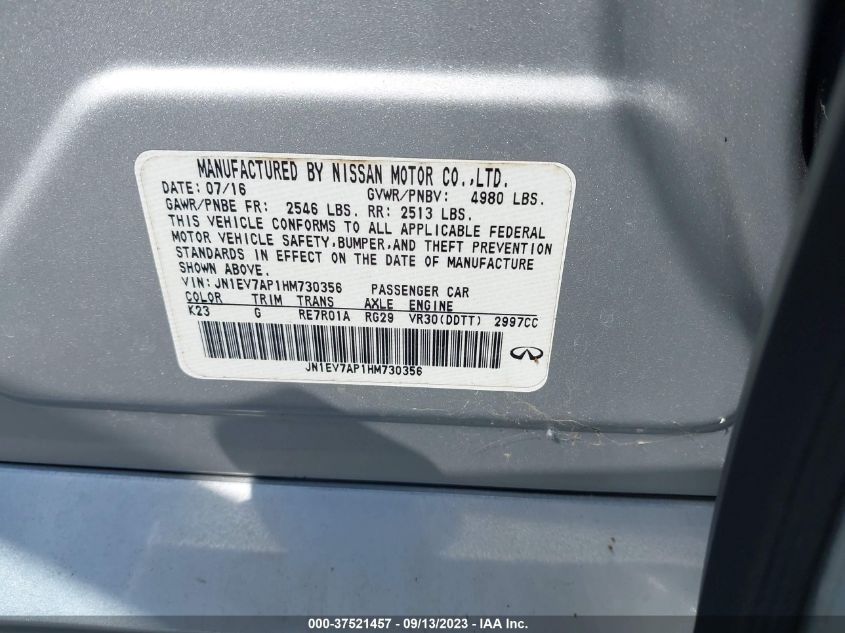 2017 INFINITI Q50 PREMIUM/SPORT/SE - JN1EV7AP1HM730356