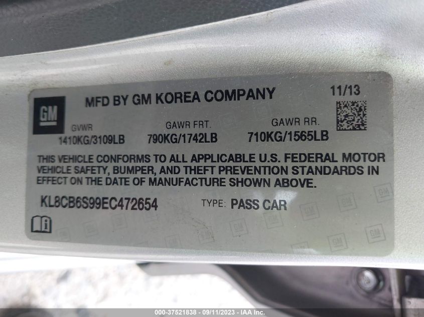 2014 CHEVROLET SPARK LS - KL8CB6S99EC472654