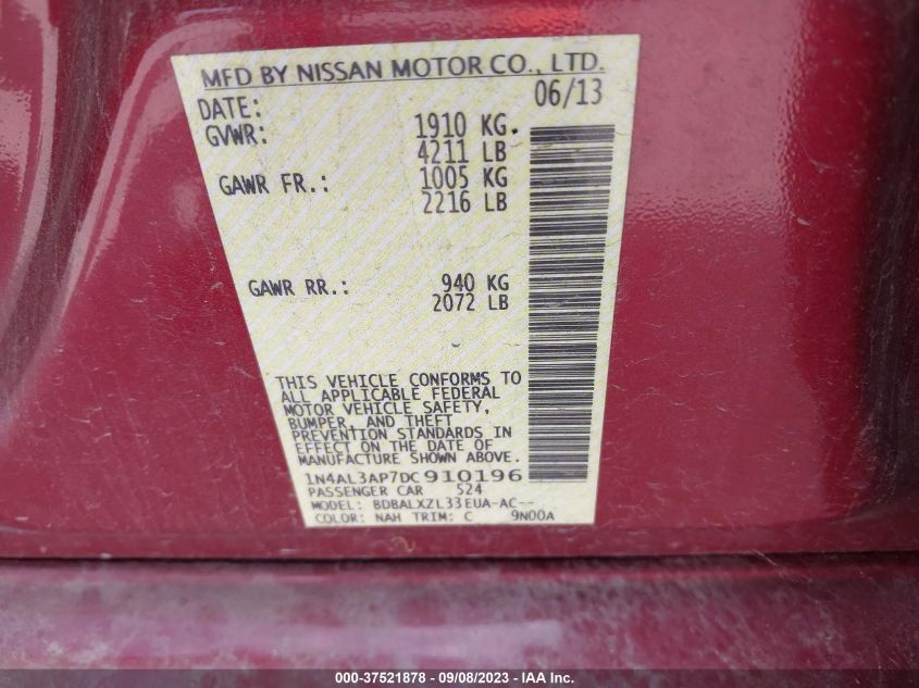 2013 NISSAN ALTIMA 2.5 SL - 1N4AL3AP7DC910196