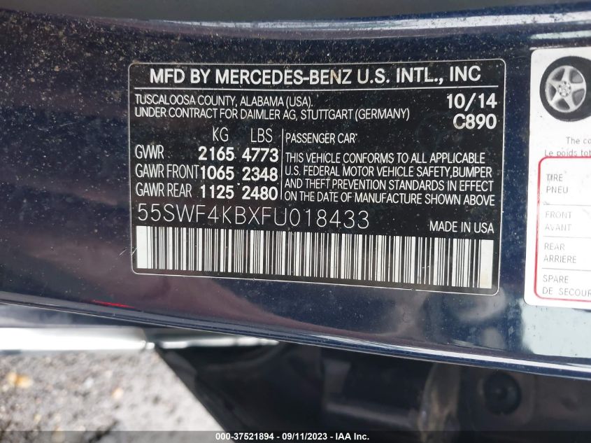 2015 MERCEDES-BENZ C-CLASS C 300 - 55SWF4KBXFU018433