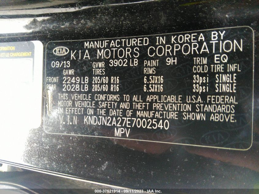 2014 KIA SOUL BASE - KNDJN2A27E7002540