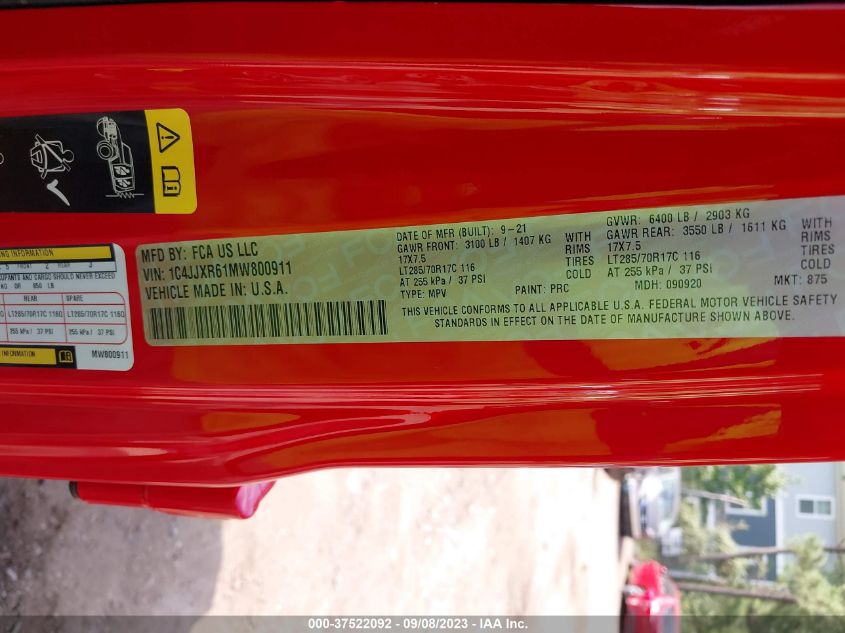 2021 JEEP WRANGLER 4XE UNLIMITED RUBICON 1C4JJXR61MW800911