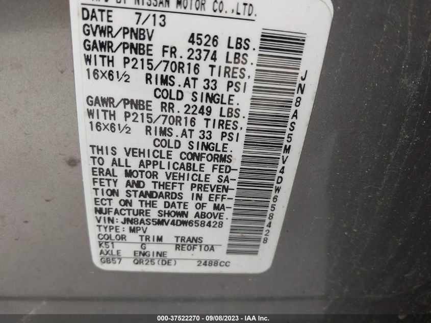 2013 NISSAN ROGUE S - JN8AS5MV4DW658428