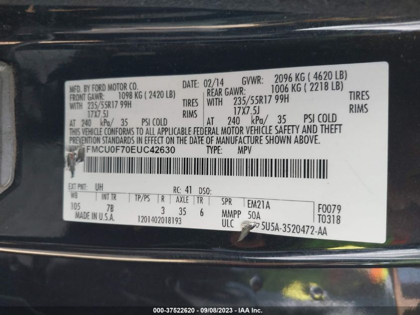 2014 FORD ESCAPE S - 1FMCU0F70EUC42630