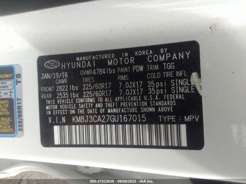 2016 HYUNDAI TUCSON ECO - KM8J3CA27GU167015