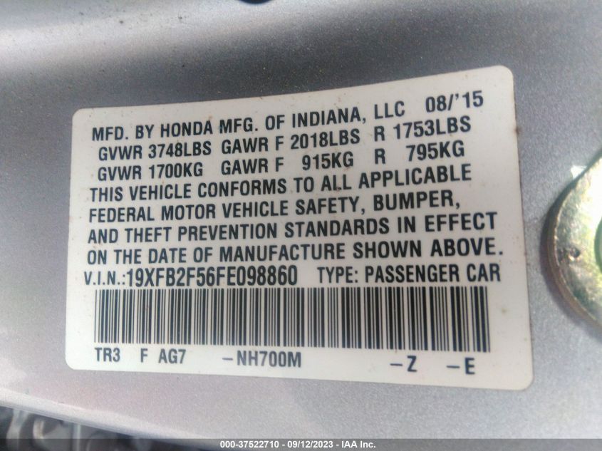 2015 HONDA CIVIC LX - 19XFB2F56FE098860