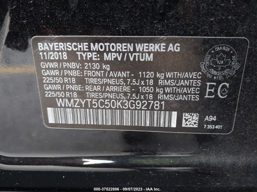 2019 MINI COUNTRYMAN COOPER S WMZYT5C50K3G92781
