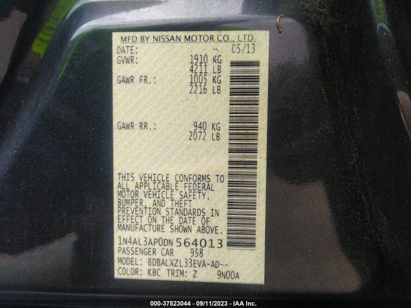 2013 NISSAN ALTIMA 2.5 SL - 1N4AL3AP0DN564013