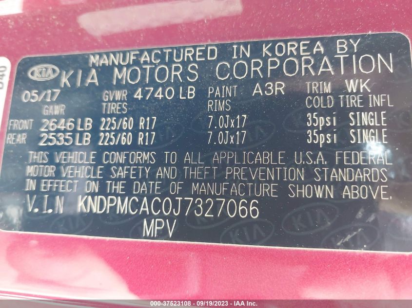 2018 KIA SPORTAGE LX - KNDPMCAC0J7327066