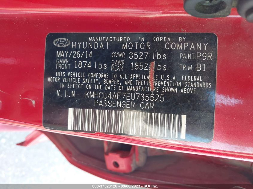 2014 HYUNDAI ACCENT GLS - KMHCU4AE7EU735525