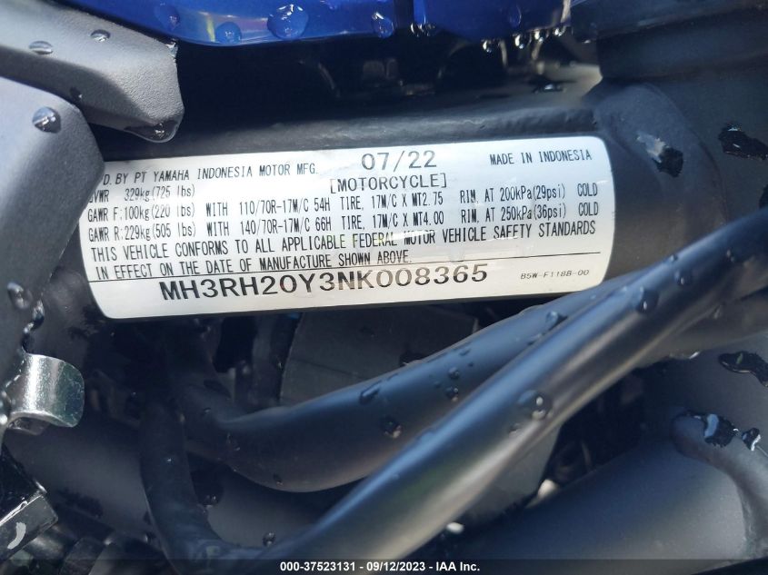 2022 YAMAHA MT-03 MH3RH20Y3NK008365
