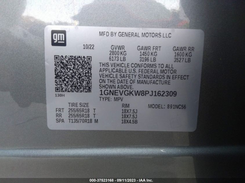 2023 CHEVROLET TRAVERSE LT CLOTH - 1GNEVGKW8PJ162309