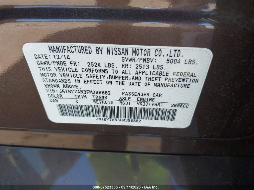 2015 INFINITI Q50 PREMIUM/SPORT - JN1BV7AR3FM396882