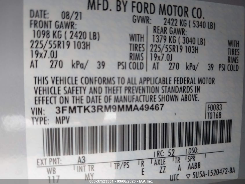 2021 FORD MUSTANG MACH-E PREMIUM 3FMTK3RM9MMA49467
