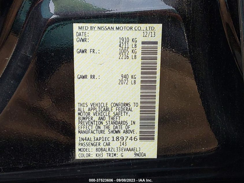 2014 NISSAN ALTIMA 2.5 S - 1N4AL3AP1EC189746