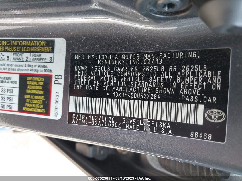 2013 TOYOTA CAMRY SE/XLE - 4T1BK1FK5DU527284