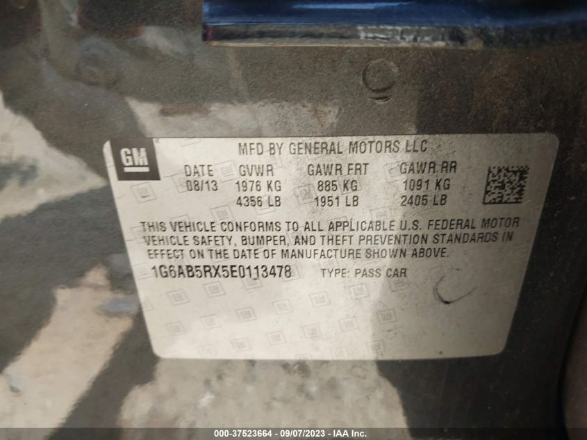 2014 CADILLAC ATS LUXURY RWD - 1G6AB5RX5E0113478