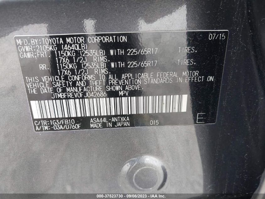 2015 TOYOTA RAV4 LE - JTMBFREV0FJ042686