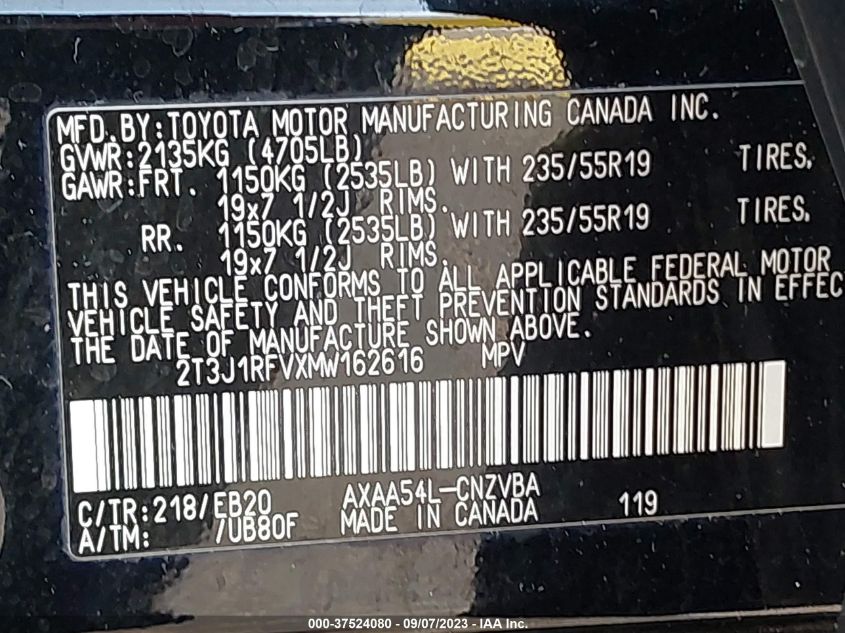 2021 TOYOTA RAV4 ADVENTURE/TRD OFF ROAD - 2T3J1RFVXMW162616
