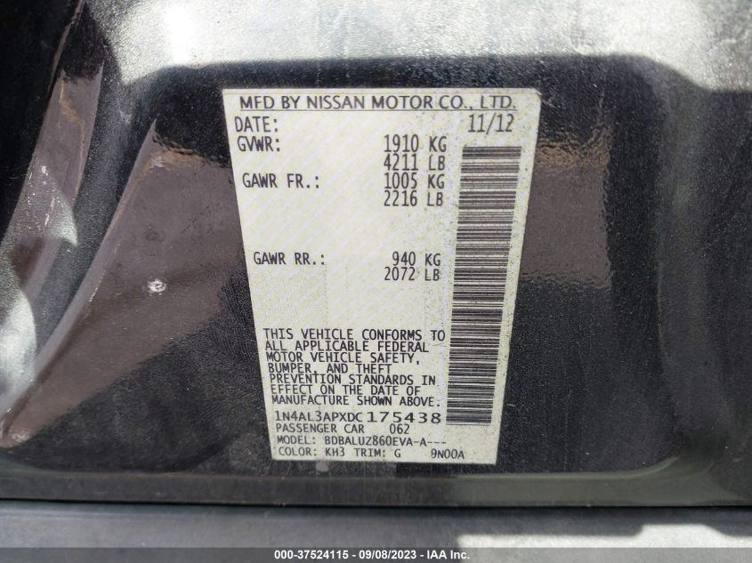 2013 NISSAN ALTIMA 2.5 SV - 1N4AL3APXDC175438