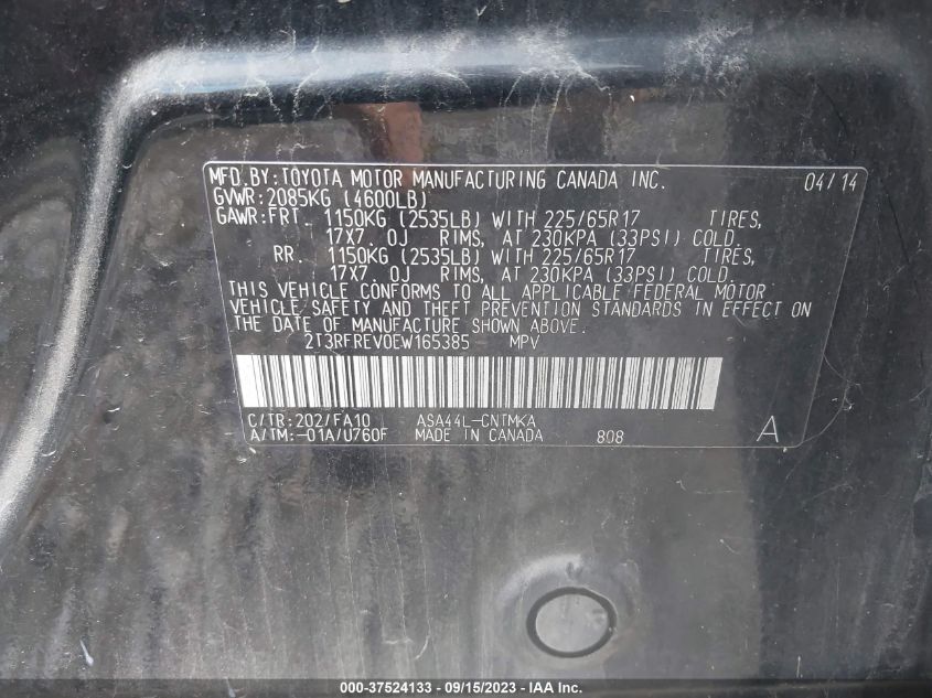 2014 TOYOTA RAV4 XLE - 2T3RFREV0EW165385