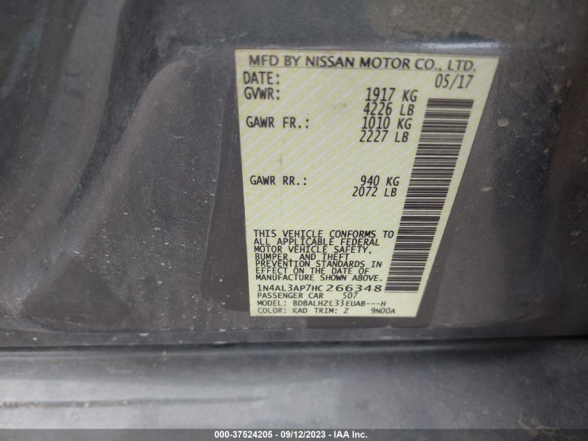 2017 NISSAN ALTIMA 2.5 SR - 1N4AL3AP7HC266348
