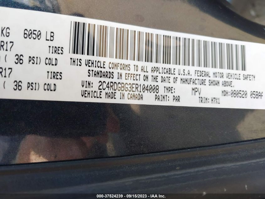 2014 DODGE GRAND CARAVAN SE - 2C4RDGBG3ER104008