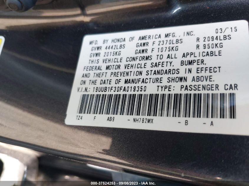 2015 ACURA TLX - 19UUB1F30FA019350