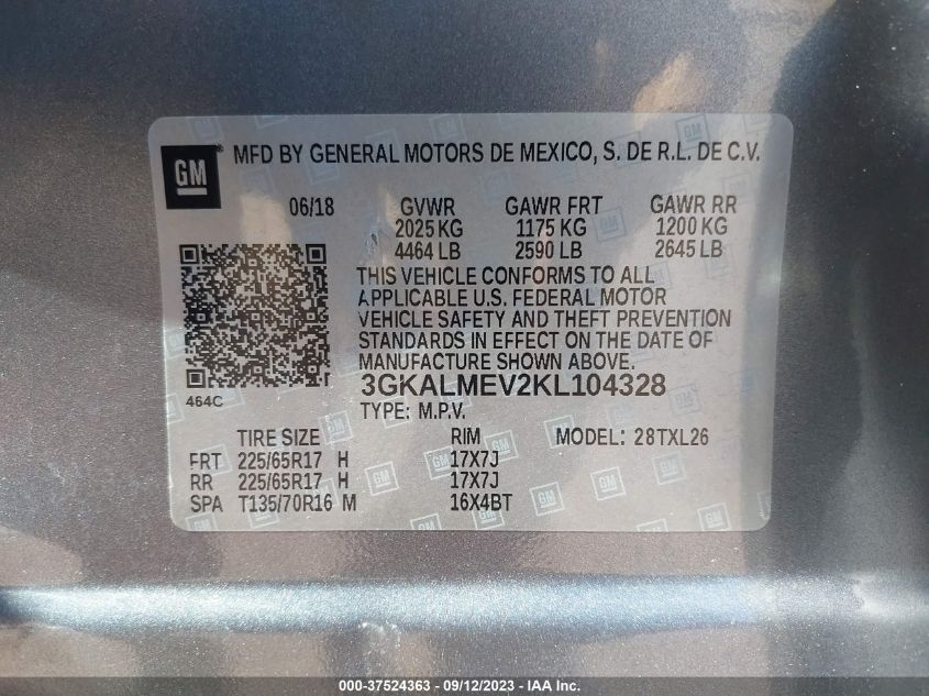 2019 GMC TERRAIN SLE - 3GKALMEV2KL104328