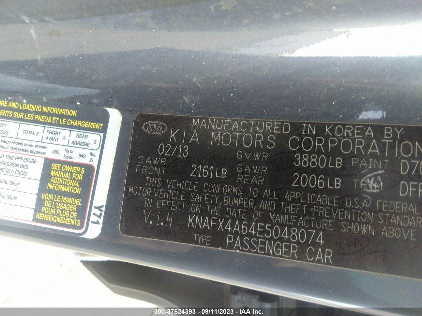 2014 KIA FORTE LX - KNAFX4A64E5048074