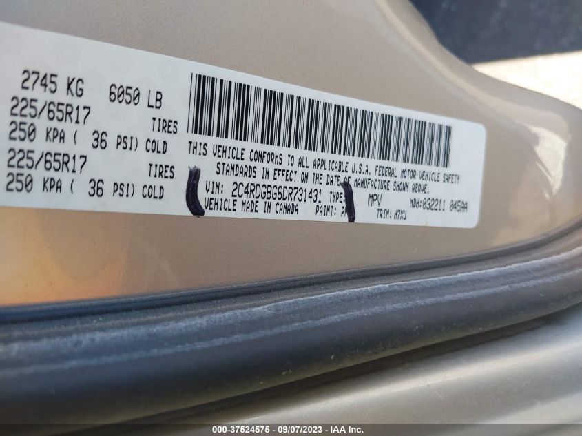 2013 DODGE GRAND CARAVAN SE - 2C4RDGBG6DR731431