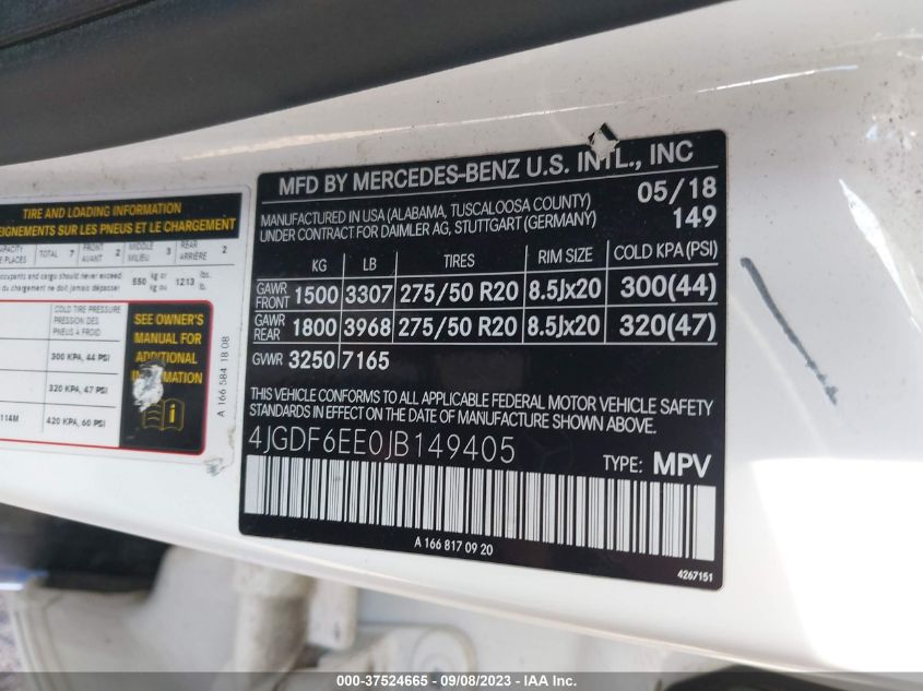 2018 MERCEDES-BENZ GLS 450 4MATIC - 4JGDF6EE0JB149405
