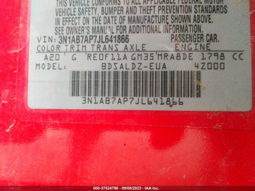 2018 NISSAN SENTRA SV - 3N1AB7AP7JL641866