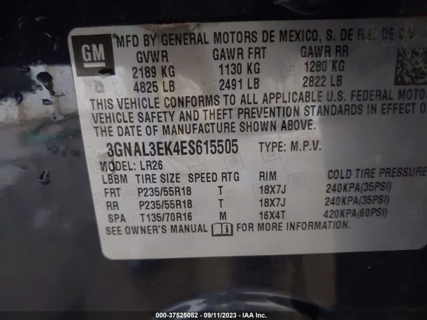 2014 CHEVROLET CAPTIVA SPORT FLEET LT - 3GNAL3EK4ES615505