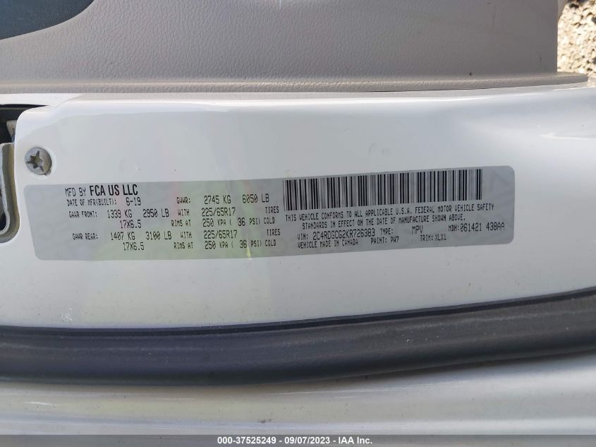 2019 DODGE GRAND CARAVAN SXT - 2C4RDGCG2KR726383