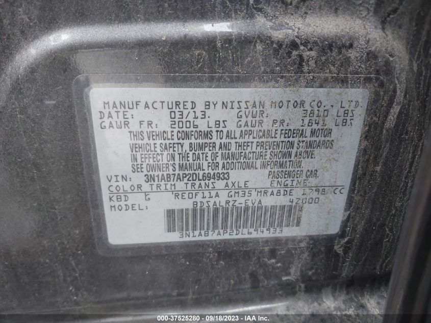 2013 NISSAN SENTRA SR - 3N1AB7AP2DL694933
