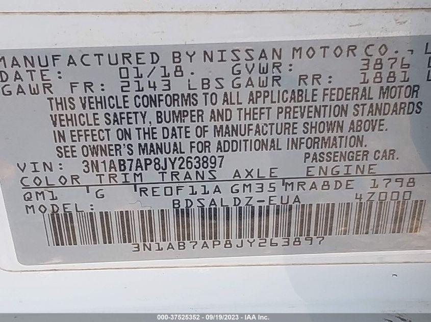 2018 NISSAN SENTRA S/SV/SR/SL - 3N1AB7AP8JY263897