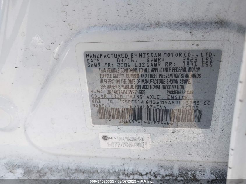 2016 NISSAN SENTRA SV - 3N1AB7AP4GY271665