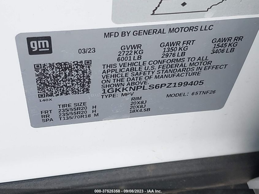 VIN 1GKKNPLS6PZ199405 2023 GMC ACADIA DENALI