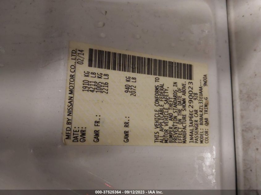 2014 NISSAN ALTIMA 2.5 - 1N4AL3AP6EC290023