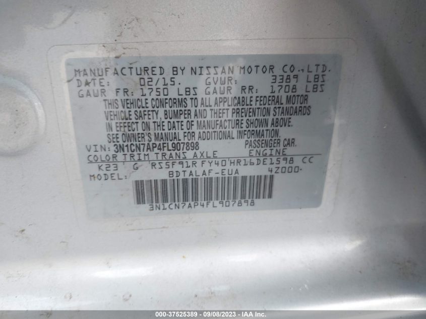 2015 NISSAN VERSA S - 3N1CN7AP4FL907898