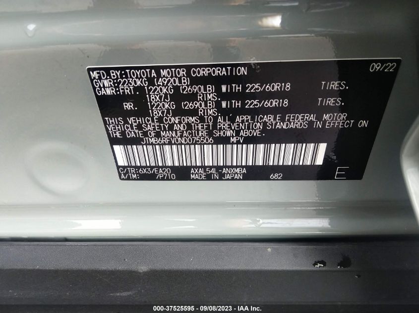 2022 TOYOTA RAV4 HYBRID XLE PREMIUM - JTMB6RFV0ND075506