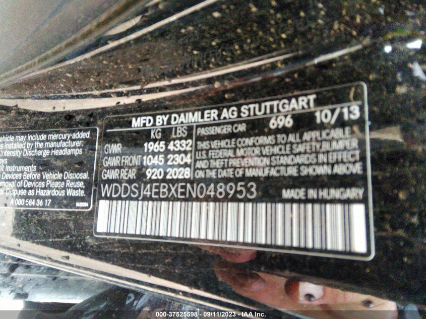 2014 MERCEDES-BENZ CLA-CLASS CLA 250 WDDSJ4EBXEN048953
