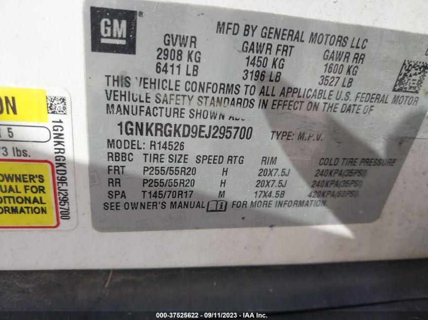 2014 CHEVROLET TRAVERSE LT - 1GNKRGKD9EJ295700