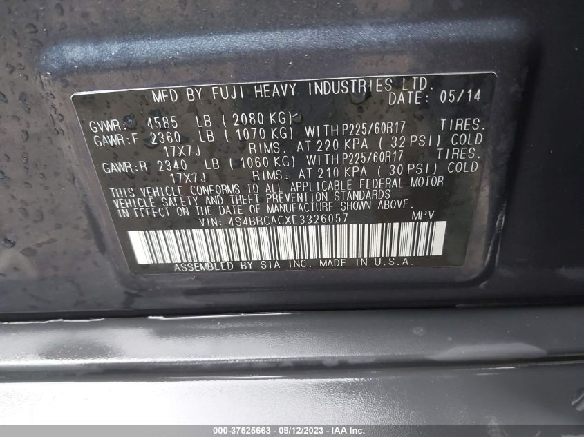 2014 SUBARU OUTBACK 2.5I - 4S4BRCACXE3326057